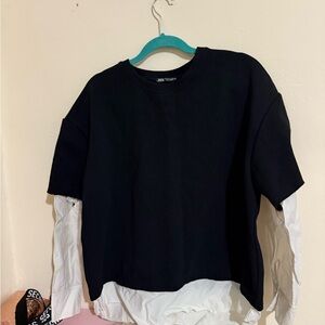 Zara  Black and White Layered Shirt